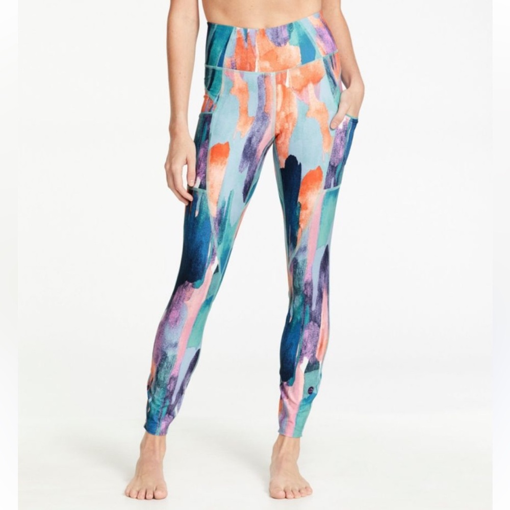 Zella Unique Rainbow Paintbrush 7/8 Leggings size M Everyday Performance Active